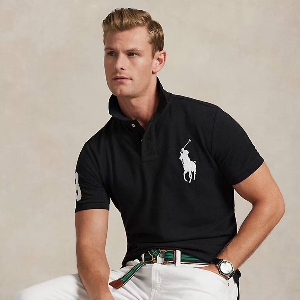 Young man in black Ralph Lauren polo shirt